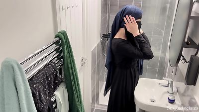 OMG! I didn't know arab girls do that. A hidden webcam in my rental apartment caught a Muslim arab female in hijab jacking in the shower.
