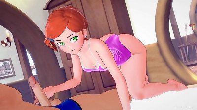 Gwen ben10 wears her bikini on the sofa and wants to learn fresh things (adult version parody)
